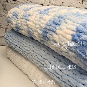 Light blue, mix blue and white baby blanket