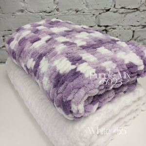 Purple Mix and white baby blanket