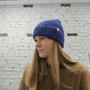 Tumši zila alpaka vilnas cepure ar mirdzumiņiem - Image 2
