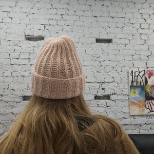 Rozā merīnvilnas cepure ar zīdu - Image 4